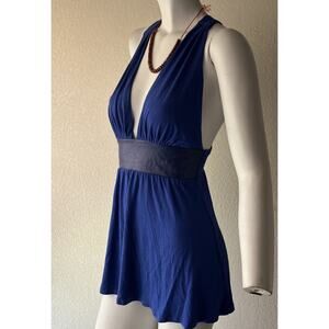 Ultra-Rare Stunning VTG Y2K 'Arden B’ Elegant Plunge VNeck Racerback Top Leather